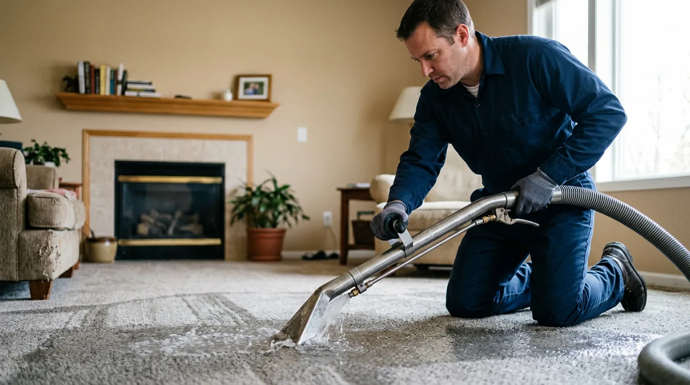Water damage restoration technician working near Haverford, PA